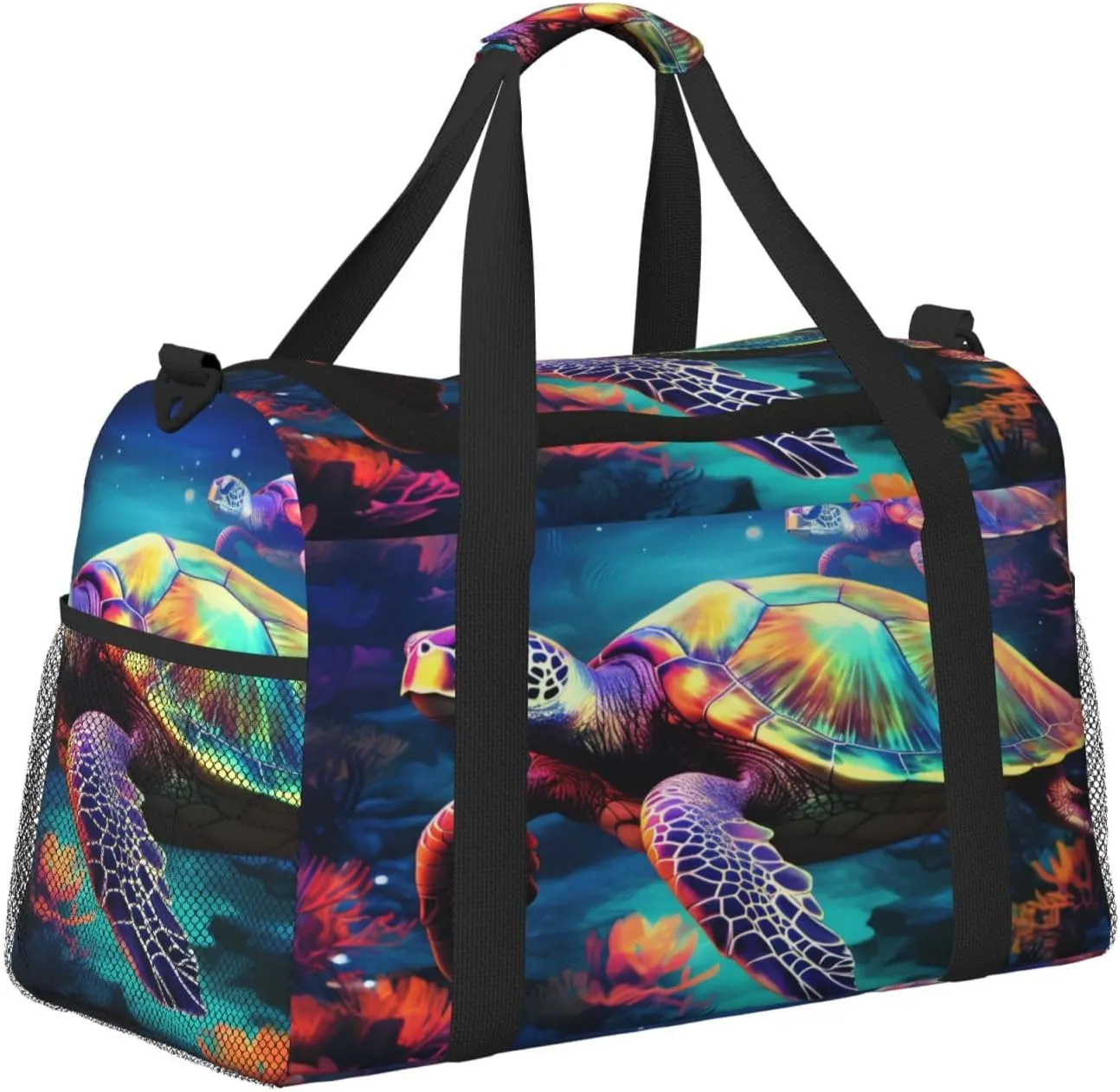 Travel Duffel Bag For Men Women, Animal Turtles Carry On Sport Gym Bag With Shoulder Strap Lightweight Waterproof Weekender Bag Overnight Bag