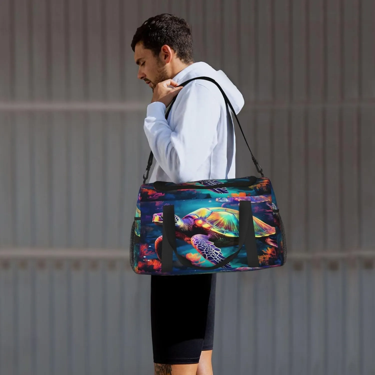 Travel Duffel Bag For Men Women, Animal Turtles Carry On Sport Gym Bag With Shoulder Strap Lightweight Waterproof Weekender Bag Overnight Bag