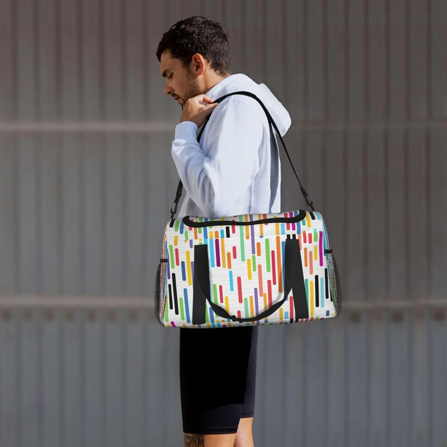 Travel Duffel Bag For Men Women, Colorful Music Notes Piano Keyboard Carry On Sport Gym Bag With Shoulder Strap Lightweight Waterproof Weekender Bag Overnight Bag