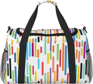 Travel Duffel Bag For Men Women, Colorful Music Notes Piano Keyboard Carry On Sport Gym Bag With Shoulder Strap Lightweight Waterproof Weekender Bag Overnight Bag
