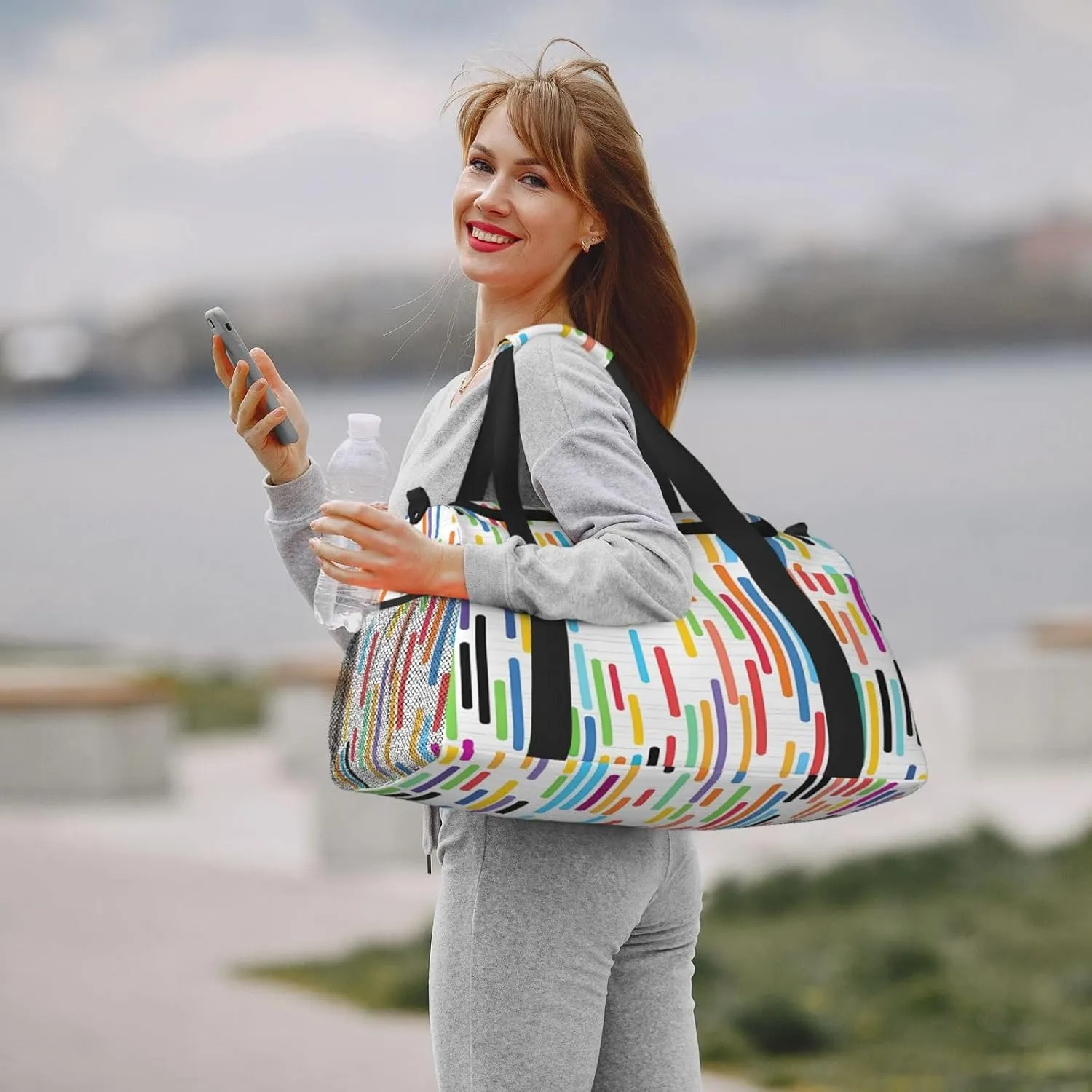 Travel Duffel Bag For Men Women, Colorful Music Notes Piano Keyboard Carry On Sport Gym Bag With Shoulder Strap Lightweight Waterproof Weekender Bag Overnight Bag