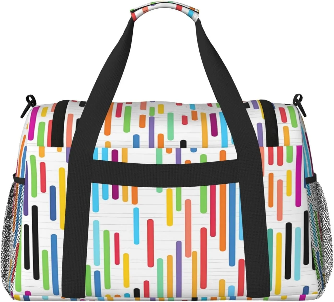 Travel Duffel Bag For Men Women, Colorful Music Notes Piano Keyboard Carry On Sport Gym Bag With Shoulder Strap Lightweight Waterproof Weekender Bag Overnight Bag