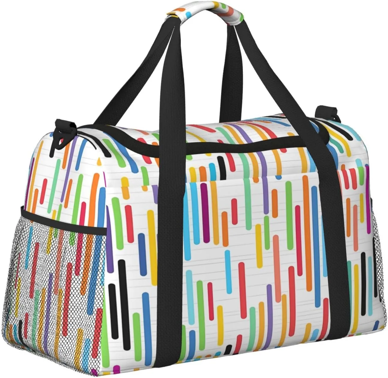 Travel Duffel Bag For Men Women, Colorful Music Notes Piano Keyboard Carry On Sport Gym Bag With Shoulder Strap Lightweight Waterproof Weekender Bag Overnight Bag