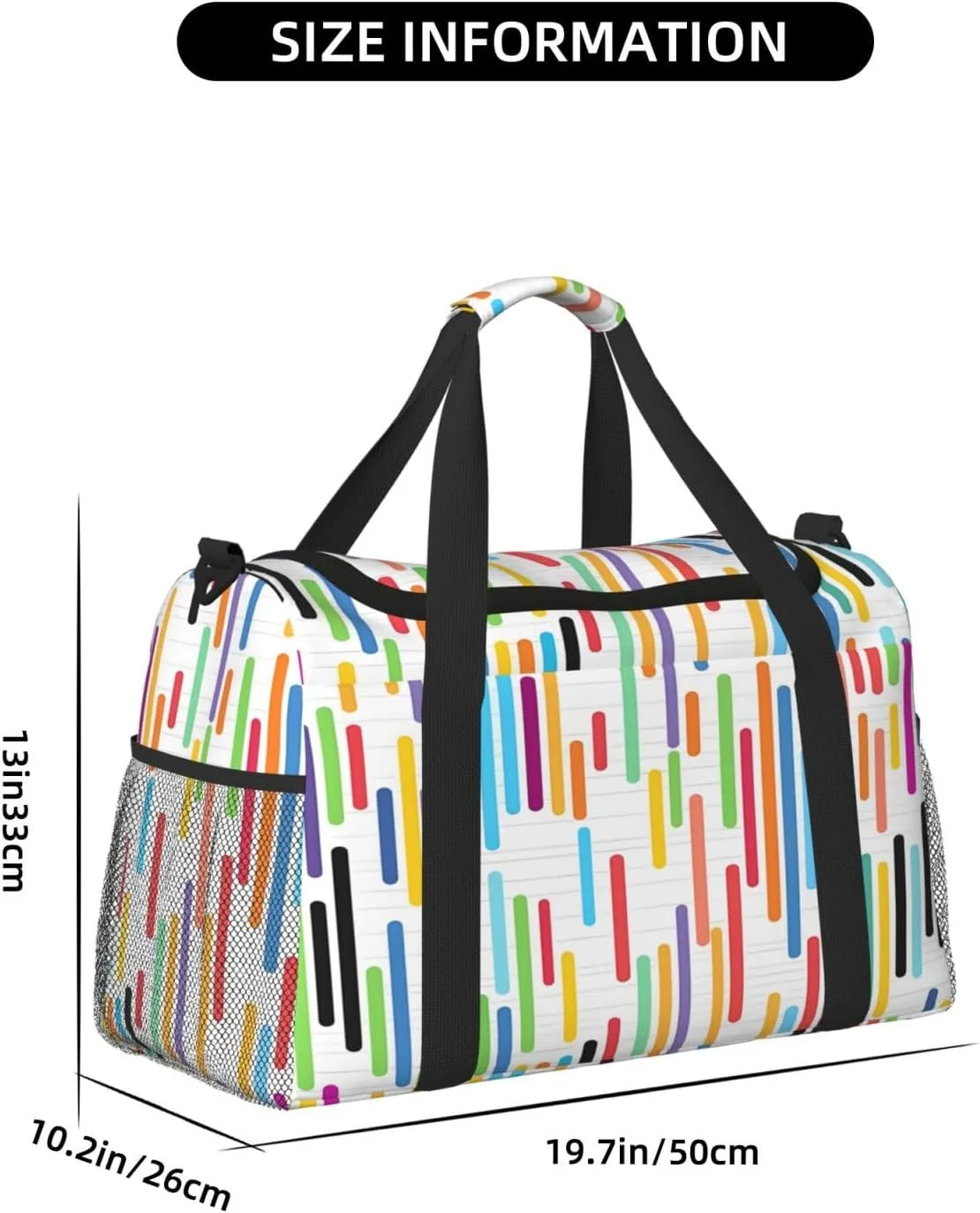 Travel Duffel Bag For Men Women, Colorful Music Notes Piano Keyboard Carry On Sport Gym Bag With Shoulder Strap Lightweight Waterproof Weekender Bag Overnight Bag