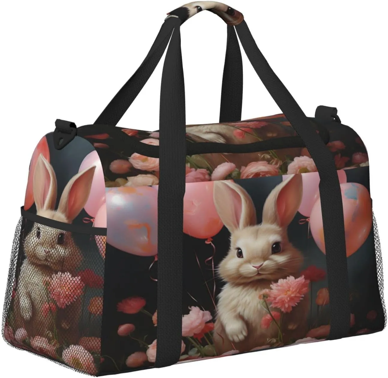 Travel Duffel Bag For Men Women, Easter Bunny Rabbit Carry On Sport Gym Bag With Shoulder Strap Lightweight Waterproof Weekender Bag Overnight Bag