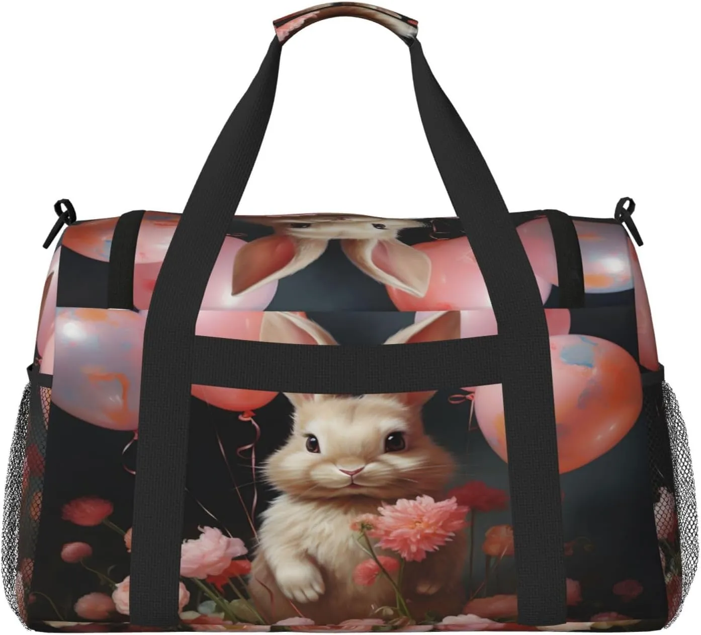 Travel Duffel Bag For Men Women, Easter Bunny Rabbit Carry On Sport Gym Bag With Shoulder Strap Lightweight Waterproof Weekender Bag Overnight Bag