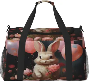 Travel Duffel Bag For Men Women, Easter Bunny Rabbit Carry On Sport Gym Bag With Shoulder Strap Lightweight Waterproof Weekender Bag Overnight Bag