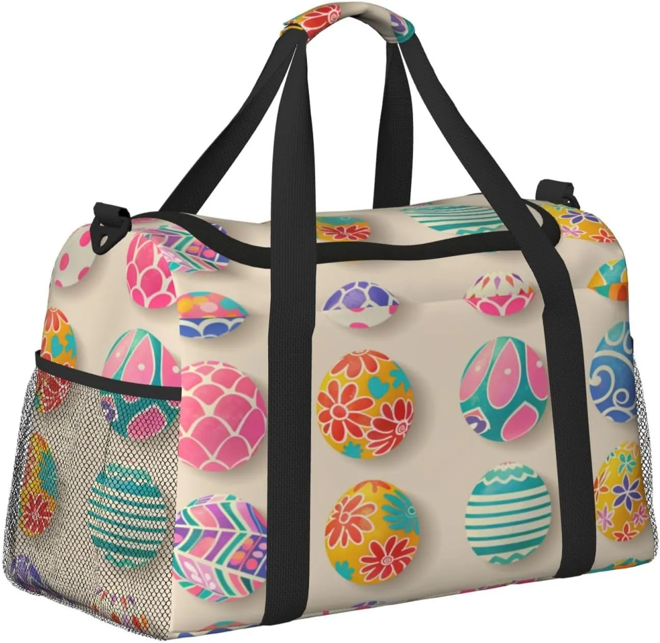 Travel Duffel Bag For Men Women, Easter Eggs Art Printing Carry On Sport Gym Bag With Shoulder Strap Lightweight Waterproof Weekender Bag Overnight Bag