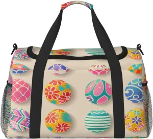 Travel Duffel Bag For Men Women, Easter Eggs Art Printing Carry On Sport Gym Bag With Shoulder Strap Lightweight Waterproof Weekender Bag Overnight Bag