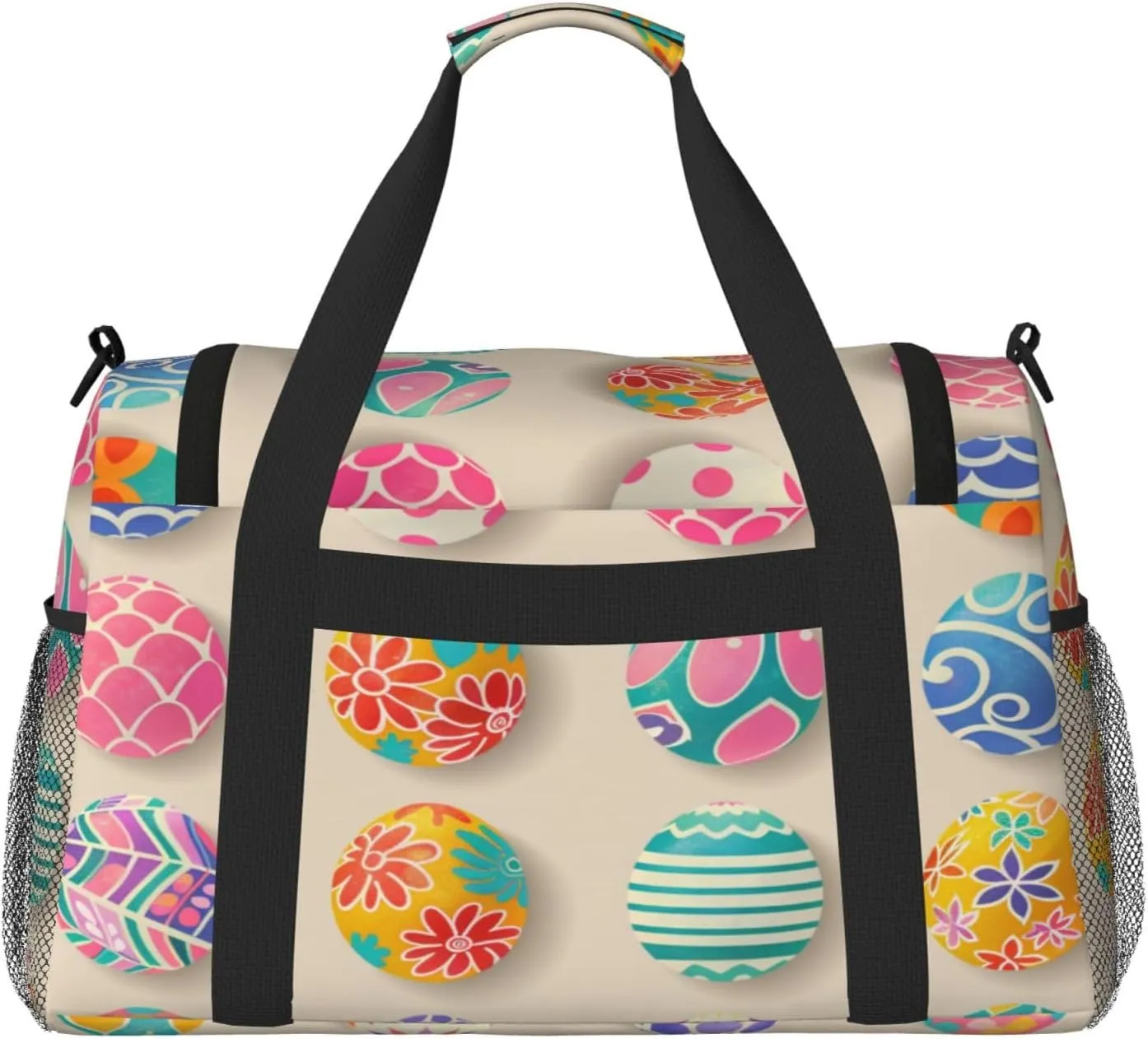 Travel Duffel Bag For Men Women, Easter Eggs Art Printing Carry On Sport Gym Bag With Shoulder Strap Lightweight Waterproof Weekender Bag Overnight Bag