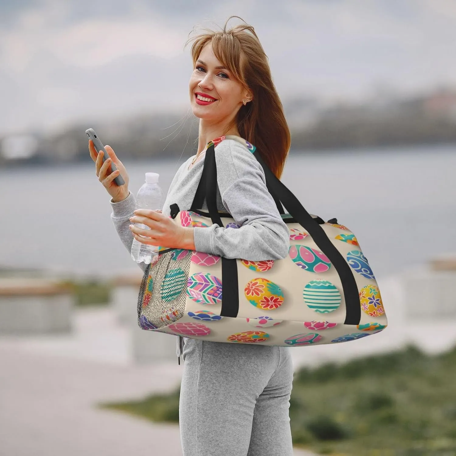 Travel Duffel Bag For Men Women, Easter Eggs Art Printing Carry On Sport Gym Bag With Shoulder Strap Lightweight Waterproof Weekender Bag Overnight Bag