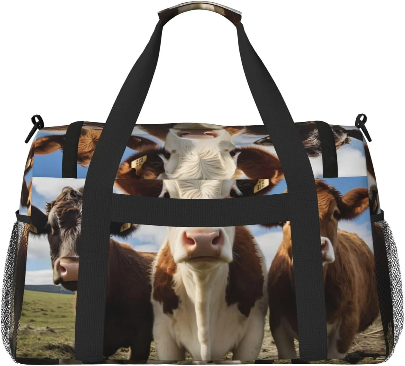 Travel Duffel Bag For Men Women, Funny Animal Cow Carry On Sport Gym Bag With Shoulder Strap Lightweight Waterproof Weekender Bag Overnight Bag