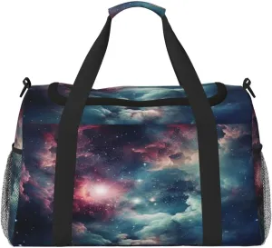 Travel Duffel Bag For Men Women, Nebula Cosmic Starry Sky Carry On Sport Gym Bag With Shoulder Strap Lightweight Waterproof Weekender Bag Overnight Bag