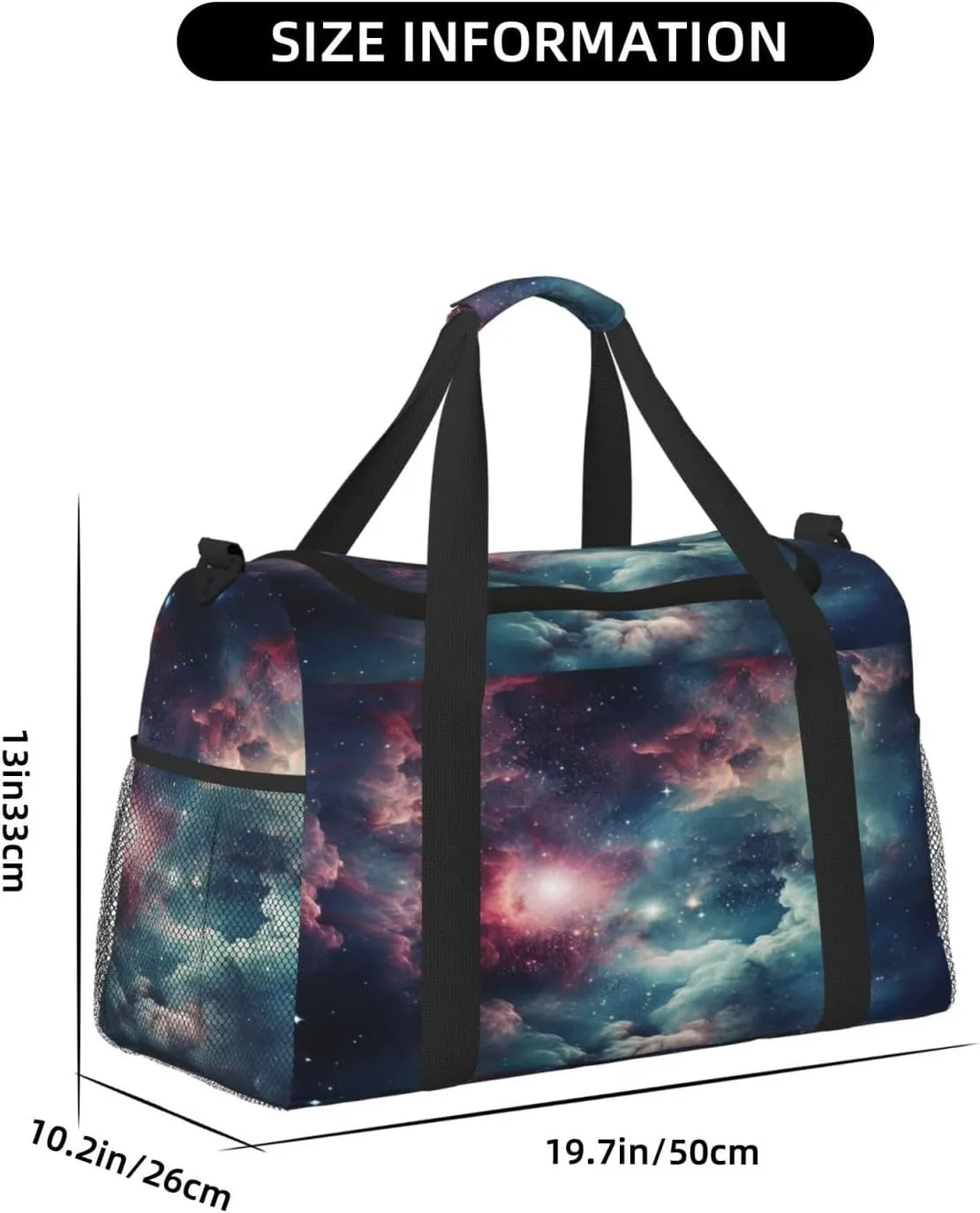 Travel Duffel Bag For Men Women, Nebula Cosmic Starry Sky Carry On Sport Gym Bag With Shoulder Strap Lightweight Waterproof Weekender Bag Overnight Bag