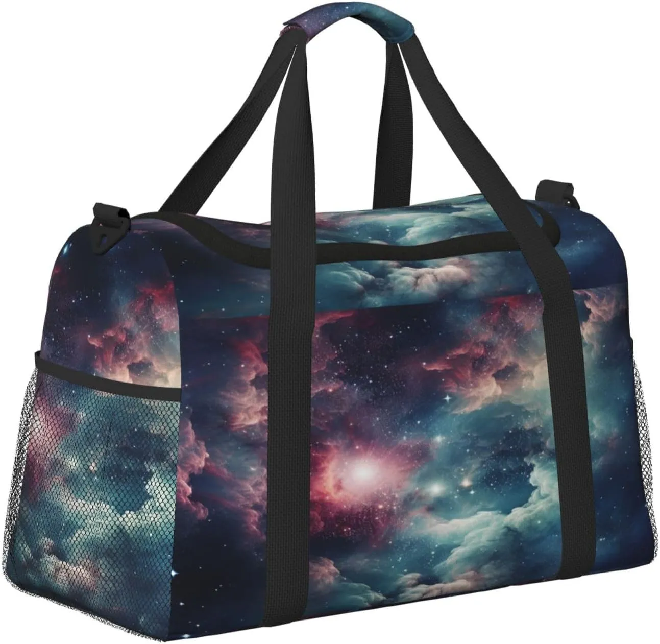 Travel Duffel Bag For Men Women, Nebula Cosmic Starry Sky Carry On Sport Gym Bag With Shoulder Strap Lightweight Waterproof Weekender Bag Overnight Bag