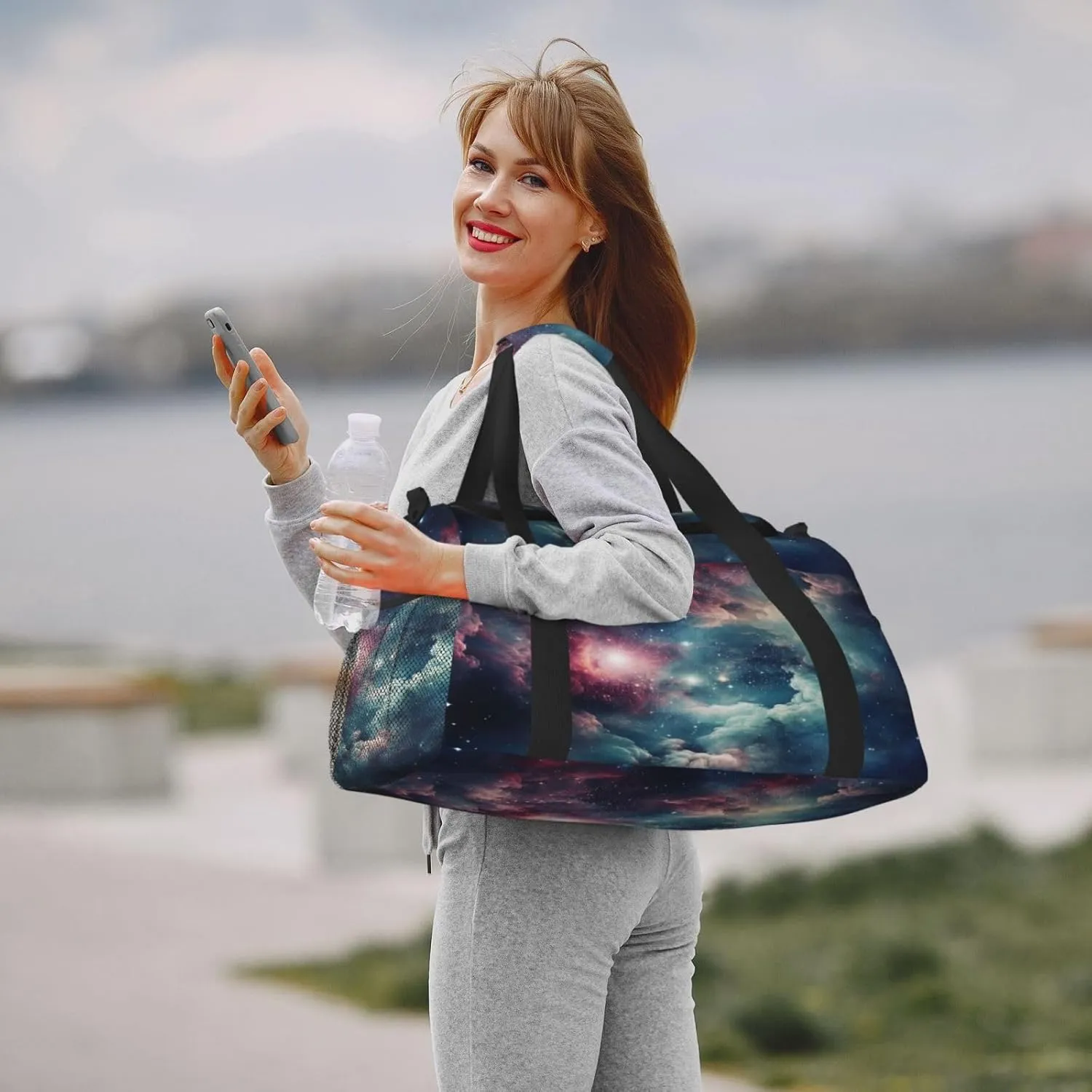 Travel Duffel Bag For Men Women, Nebula Cosmic Starry Sky Carry On Sport Gym Bag With Shoulder Strap Lightweight Waterproof Weekender Bag Overnight Bag