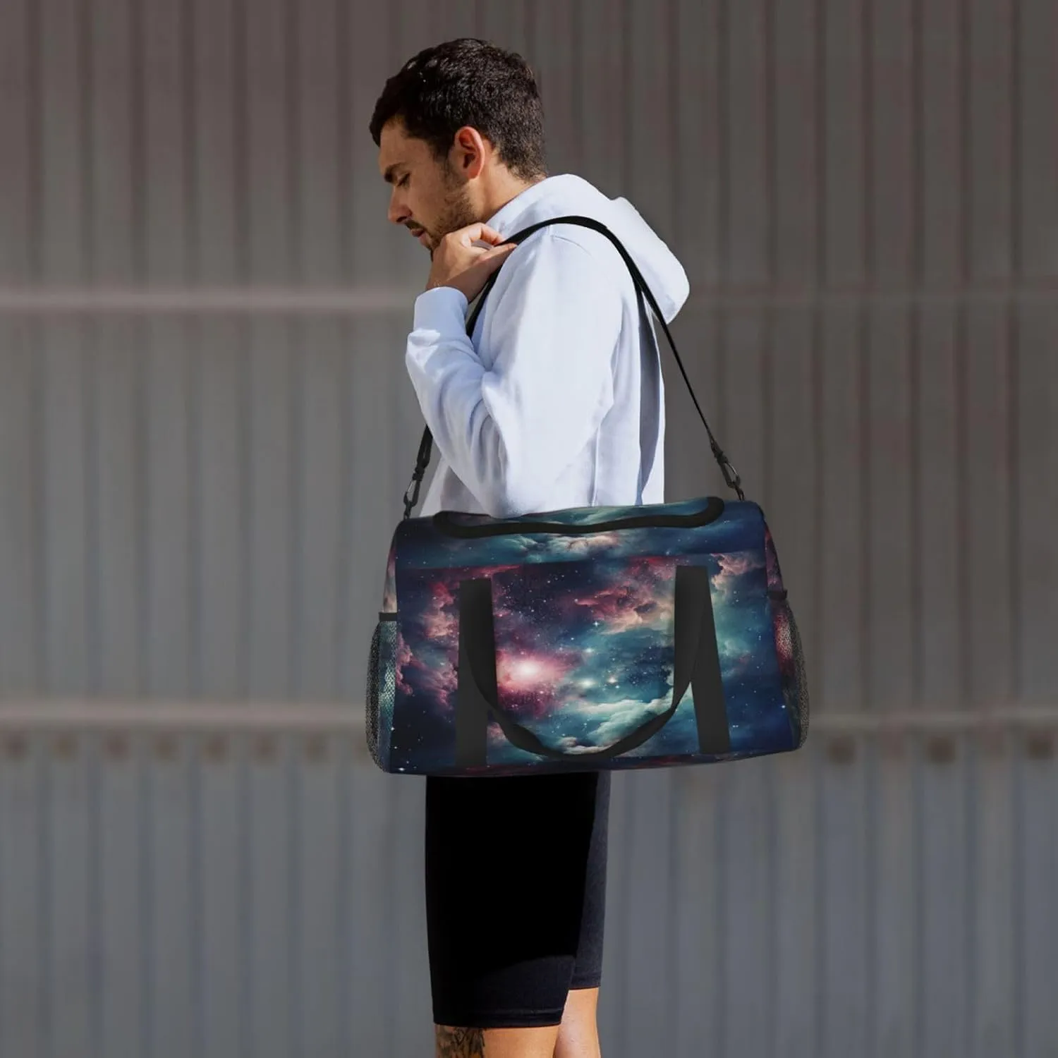 Travel Duffel Bag For Men Women, Nebula Cosmic Starry Sky Carry On Sport Gym Bag With Shoulder Strap Lightweight Waterproof Weekender Bag Overnight Bag