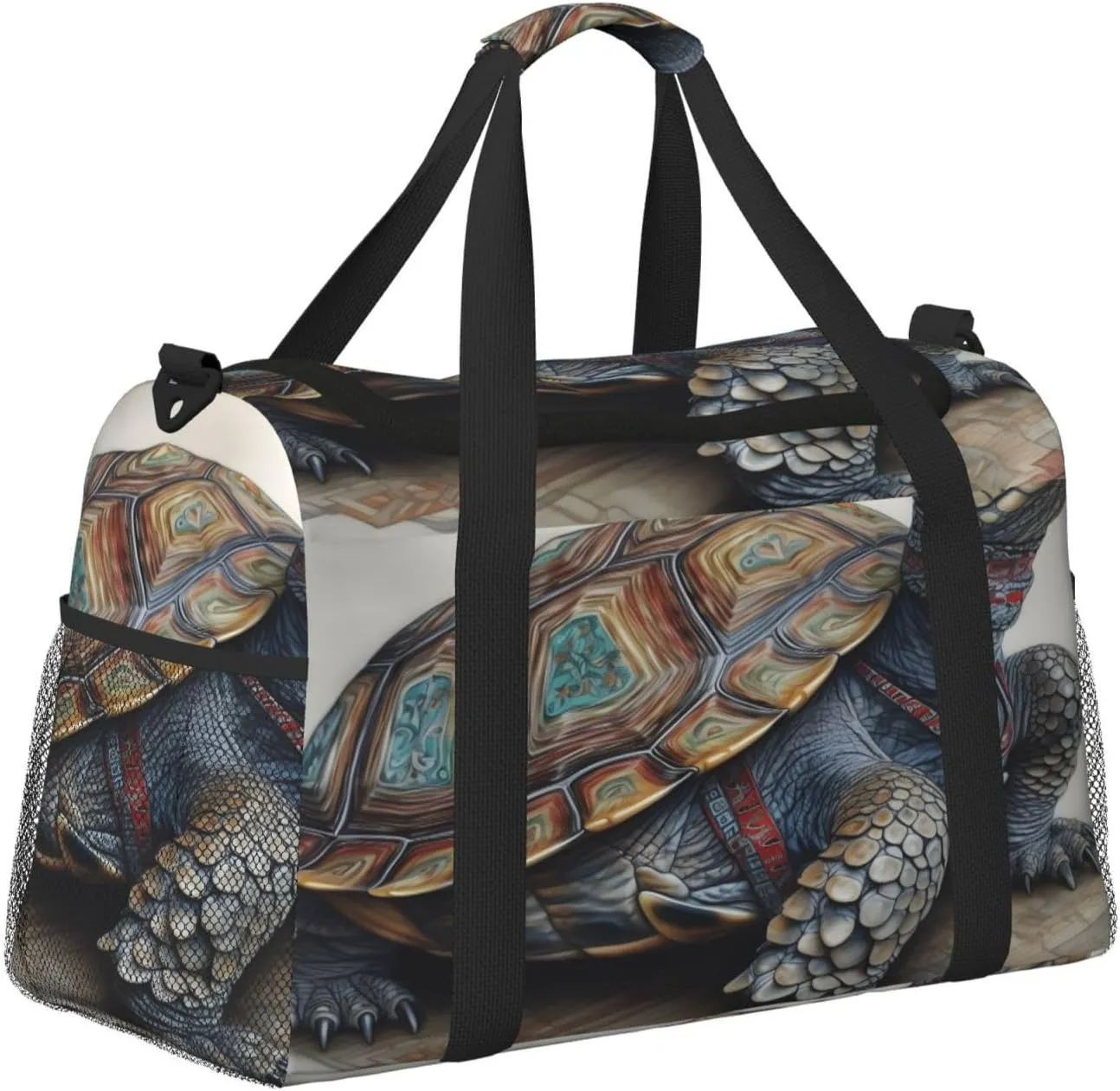 Travel Duffel Bag For Men Women, Tortoise Art Painting Carry On Sport Gym Bag With Shoulder Strap Lightweight Waterproof Weekender Bag Overnight Bag