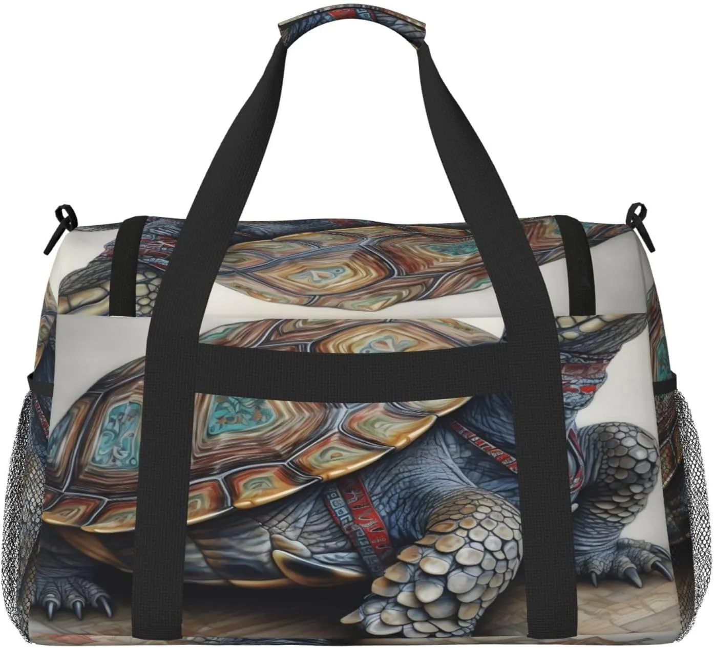 Travel Duffel Bag For Men Women, Tortoise Art Painting Carry On Sport Gym Bag With Shoulder Strap Lightweight Waterproof Weekender Bag Overnight Bag