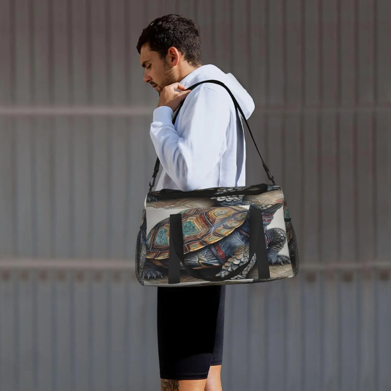 Travel Duffel Bag For Men Women, Tortoise Art Painting Carry On Sport Gym Bag With Shoulder Strap Lightweight Waterproof Weekender Bag Overnight Bag