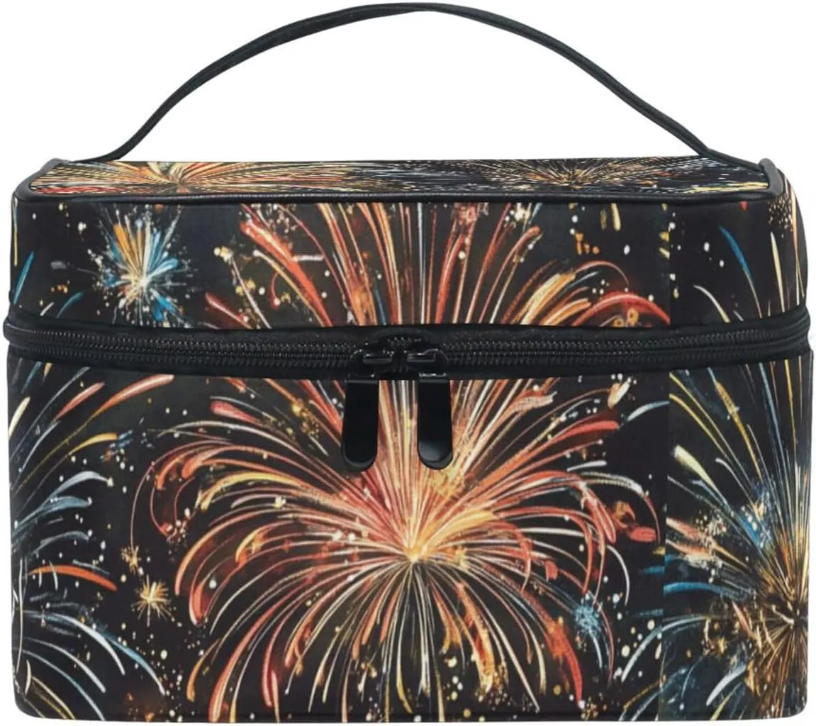 Travel Makeup Bag for Women Spectacular Fireworks Makeup Organizer Large Capacity Toiletry Bag Cosmetic Bags