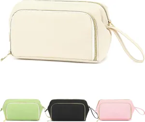 Travel Makeup Bag, Wide-open Cosmetic Bag Make Up Organizer Case with Brushes Pocket for Women, Large Family Toiletry Bag Skincare Pouch for Toiletries Accessories