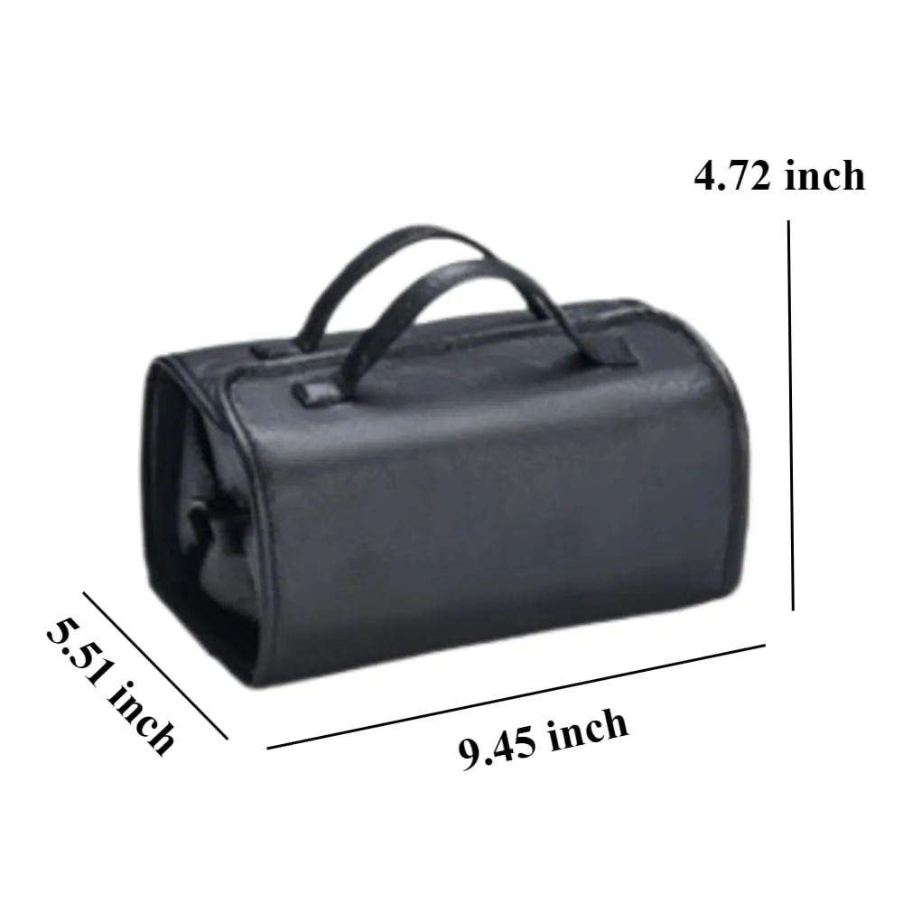Travel Toiletry Bag 4 Detachable Clear Multi Compartment Hanging Makeup Bag Leather 4 in 1 Roll Up Large Capacity Compact Waterproof Foldable Cosmetic Bag (Black)