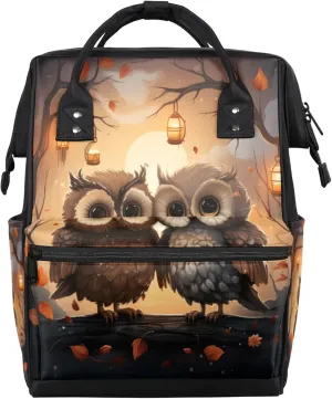 Tree Owls Lights Diaper Bag Mommy Bags With Adjustable Shoulder Strap Waterproof Multifunction Shoulder Bag Travel Large Capacity Backpack for Moms And Dads