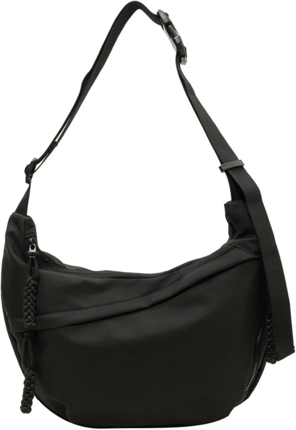 Trendy Crossbody Bag with Adjustable Strap Fashion Half Moon Bag for Outdoor Travel Large Capacity Shoulder Bag for Women (Black)