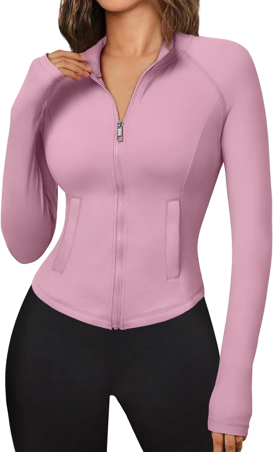 Trendy Queen Women's Full Zip Up Scrubs Lightweight Jacket Cropped Long Sleeve Workout Sweatshirts Slim Fit Running Hoodies