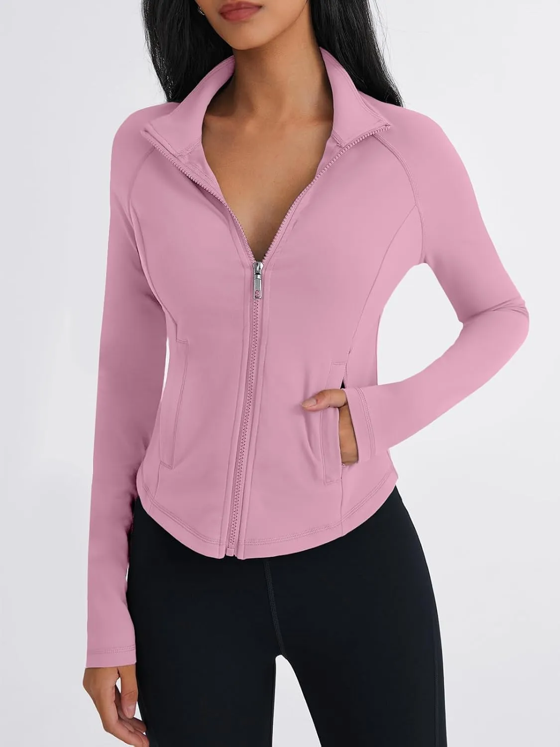 Trendy Queen Women's Full Zip Up Scrubs Lightweight Jacket Cropped Long Sleeve Workout Sweatshirts Slim Fit Running Hoodies