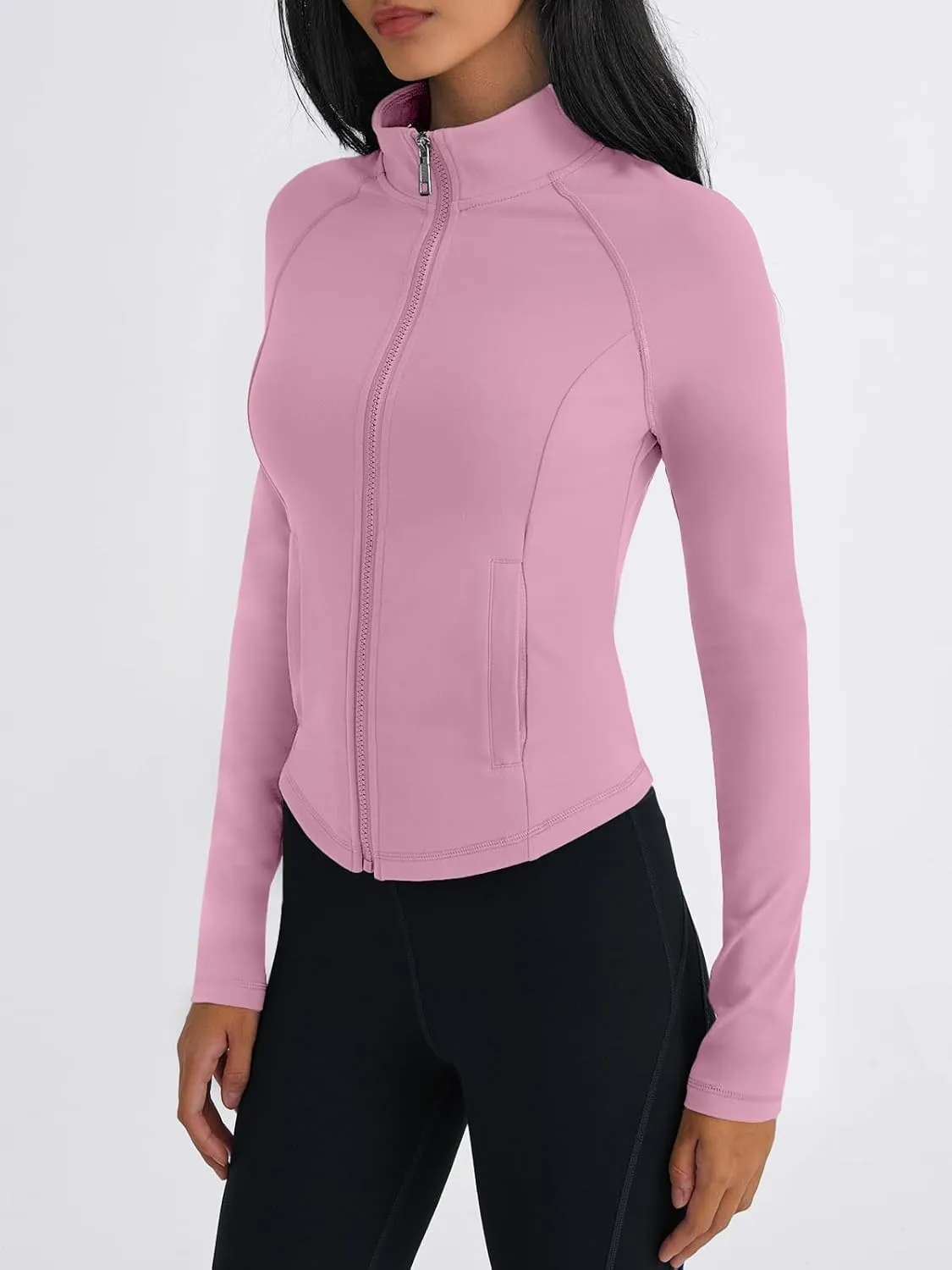 Trendy Queen Women's Full Zip Up Scrubs Lightweight Jacket Cropped Long Sleeve Workout Sweatshirts Slim Fit Running Hoodies