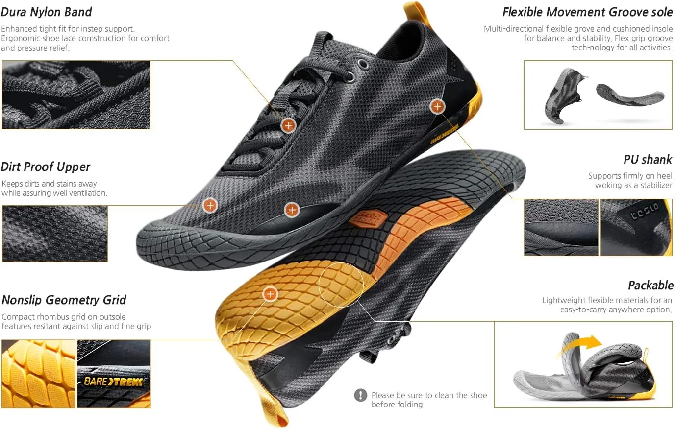 TSLA Men's Trail Running Shoes, Lightweight Zero Drop Barefoot, Non-Slip Outdoor Minimalist Shoes