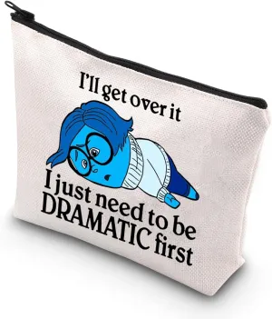TSOTMO Current Mood Gift Sad Face I'll Get Over It I Just Need To Be Dramatic First Cosmetic Bag Cartoon Emotion Gift (Dramatic bag)
