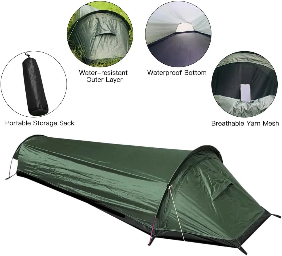 Ultralight Single Person 4 Season Backpacking Tent, Windproof & Waterproof, Modern Style, Easy Setup with Aluminum Poles