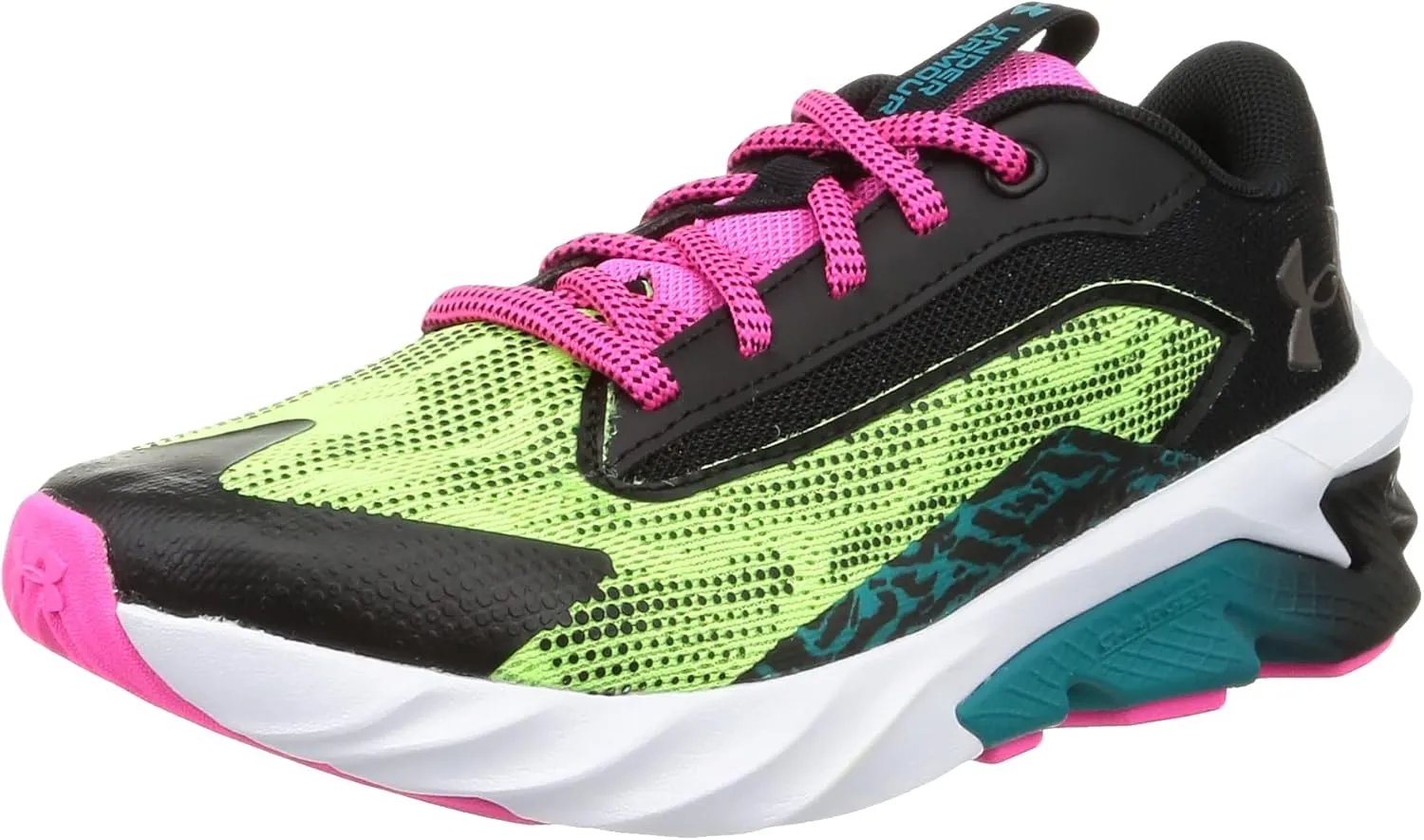Under Armour Boy's Charged Scramjet 4 WLD (Big Kid) Black/Quirky Lime/Black 5 Big Kid M