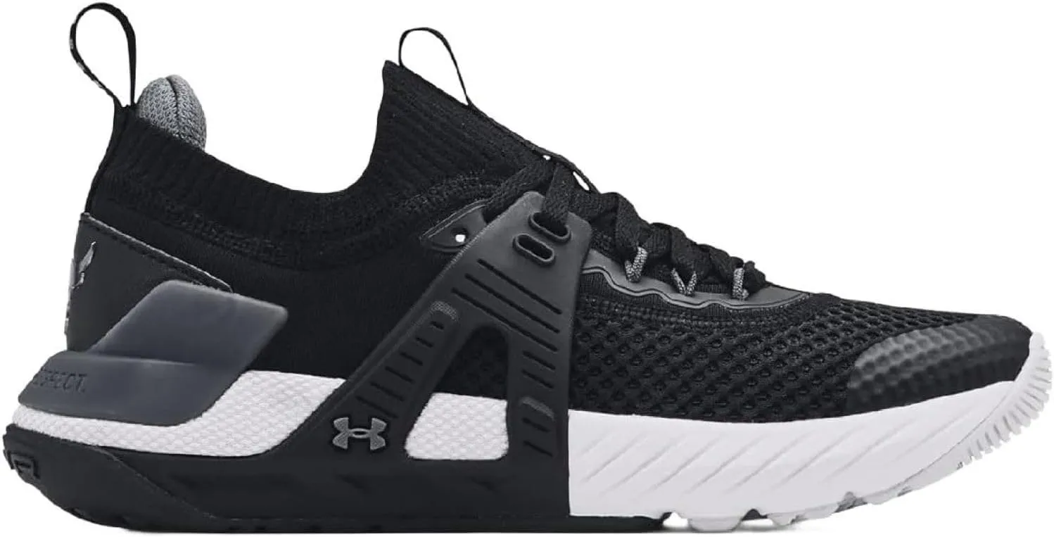 Under Armour Youth Big Kids UA Project Rock 4 Training Shoes (Black/White 001, US Footwear Size System, Big Kid, Men, Numeric, Medium, 7)