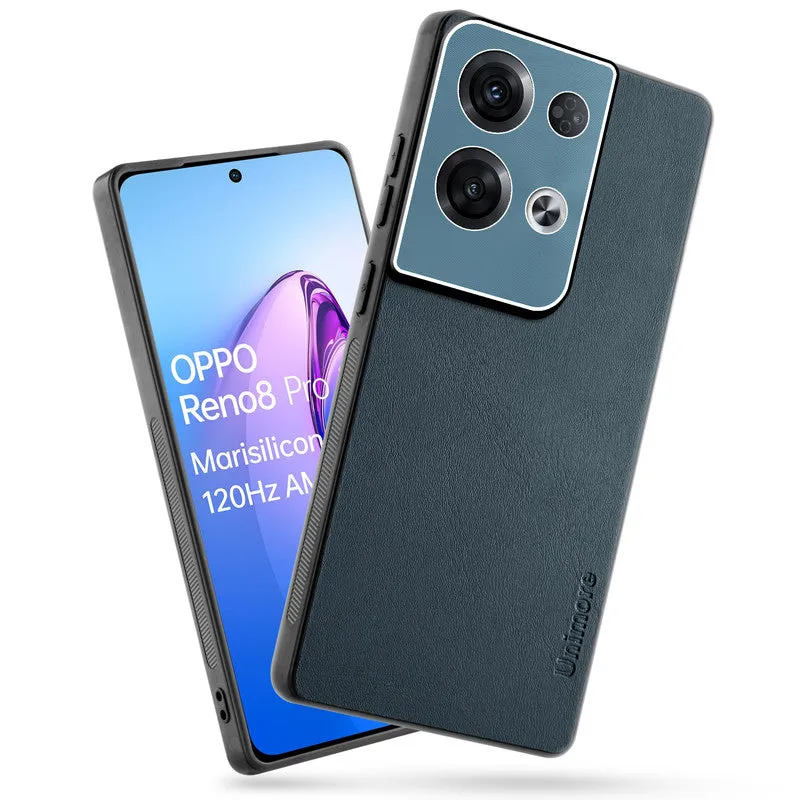 Unimore Leather Hard Case with Shiny Camera Protection For Oppo Reno 8 Pro 5G