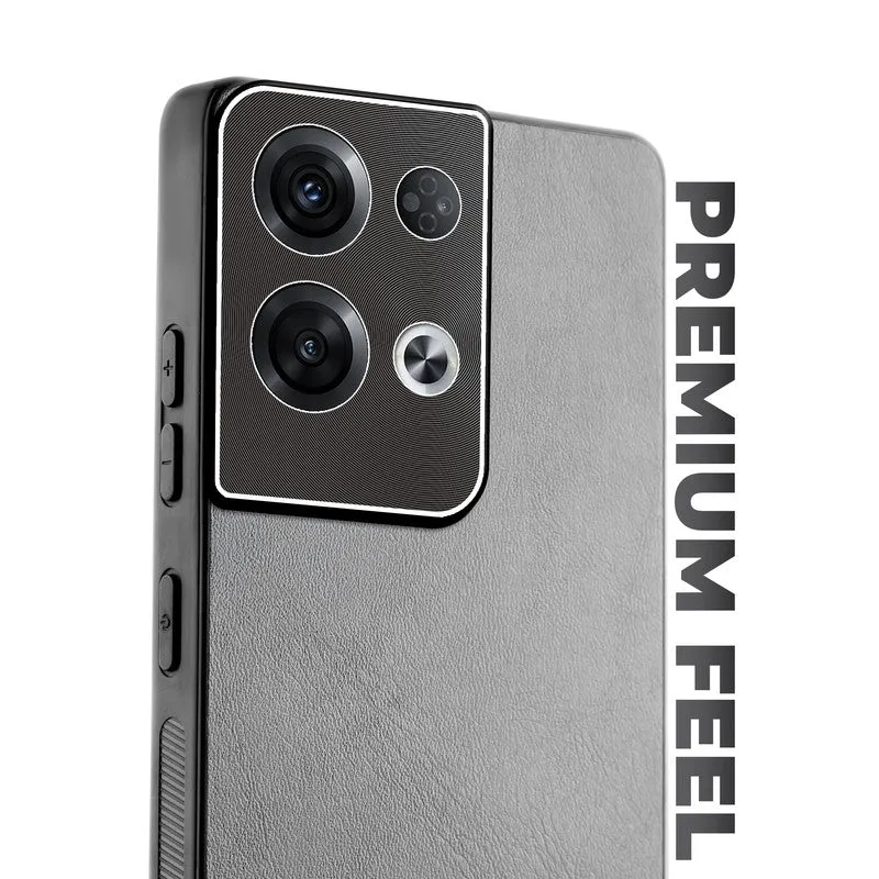 Unimore Leather Hard Case with Shiny Camera Protection For Oppo Reno 8 Pro 5G