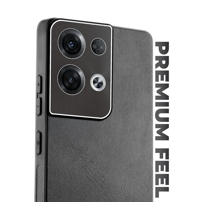 Unimore Leather Hard Case with Shiny Camera Protection For Oppo Reno 8 Pro 5G