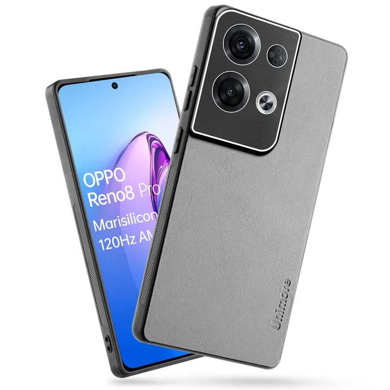 Unimore Leather Hard Case with Shiny Camera Protection For Oppo Reno 8 Pro 5G