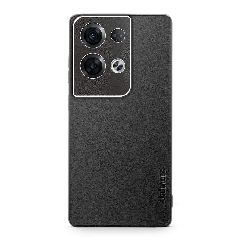 Unimore Leather Hard Case with Shiny Camera Protection For Oppo Reno 8 Pro 5G