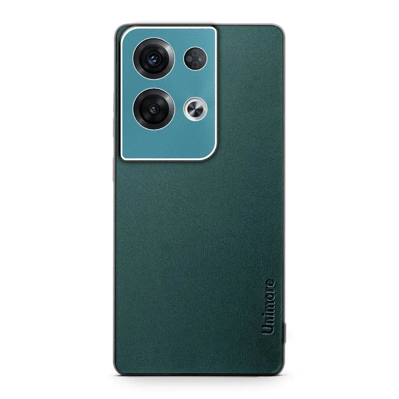 Unimore Leather Hard Case with Shiny Camera Protection For Oppo Reno 8 Pro 5G