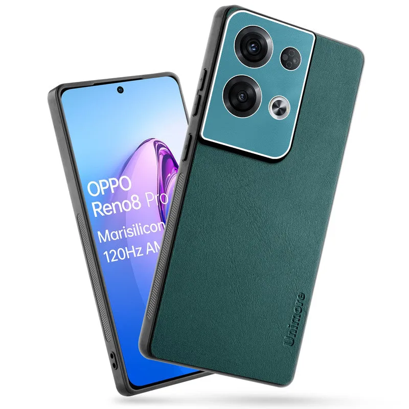 Unimore Leather Hard Case with Shiny Camera Protection For Oppo Reno 8 Pro 5G