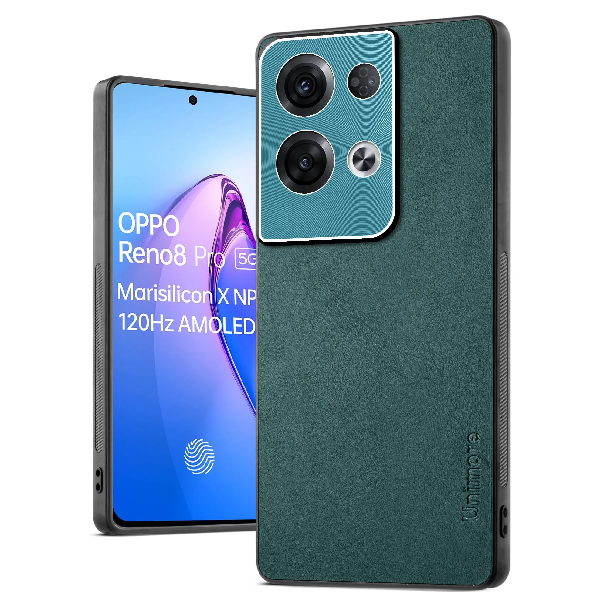 Unimore Leather Hard Case with Shiny Camera Protection For Oppo Reno 8 Pro 5G