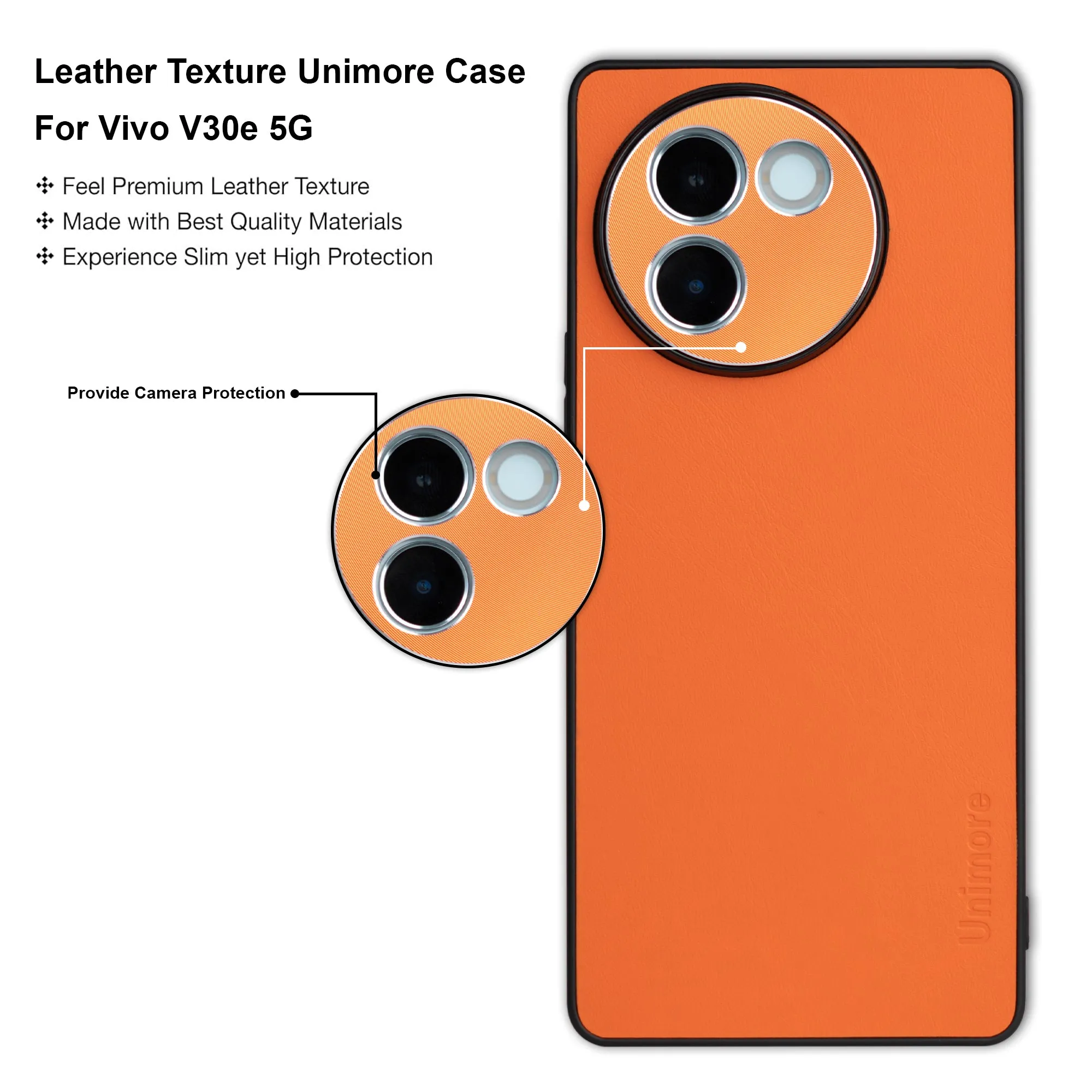 Unimore Leather Hard Case with Shiny Camera Protection For Vivo V30e 5G