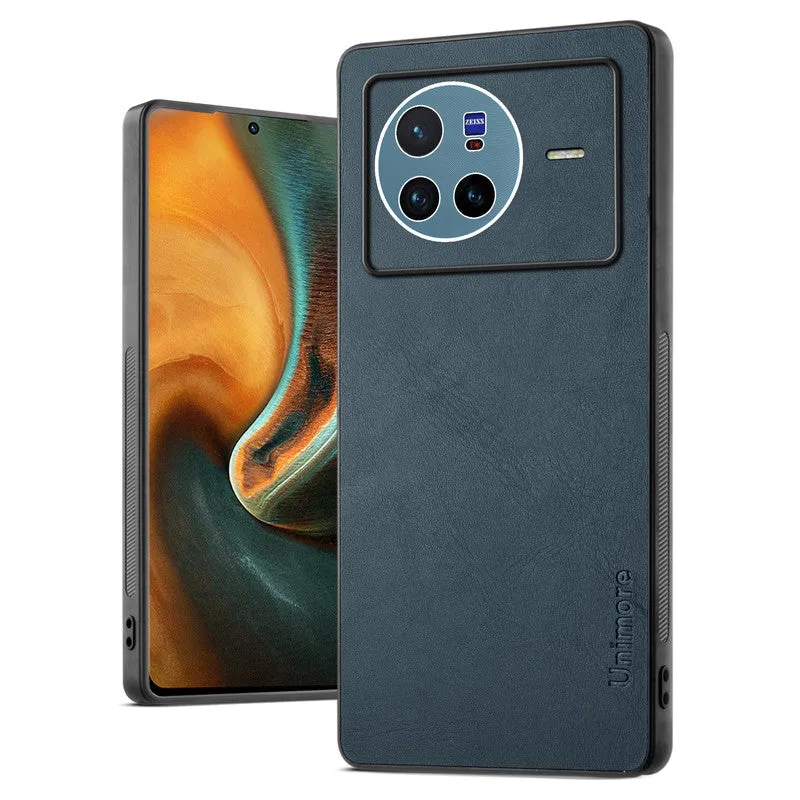 Unimore Leather Hard Case with Shiny Camera Protection For Vivo X80 5G