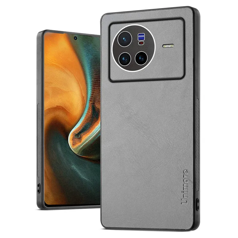 Unimore Leather Hard Case with Shiny Camera Protection For Vivo X80 5G