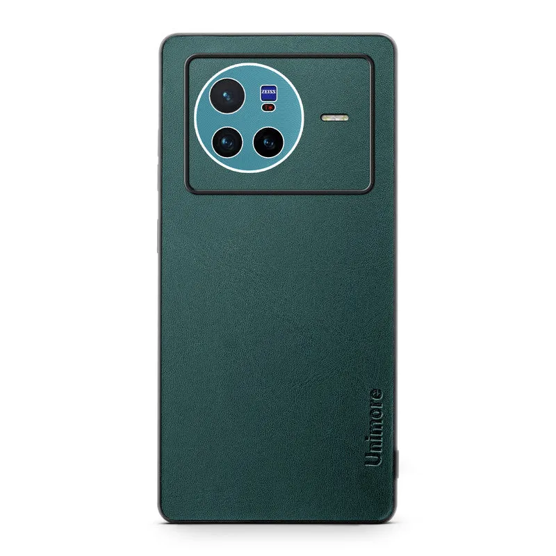 Unimore Leather Hard Case with Shiny Camera Protection For Vivo X80 5G