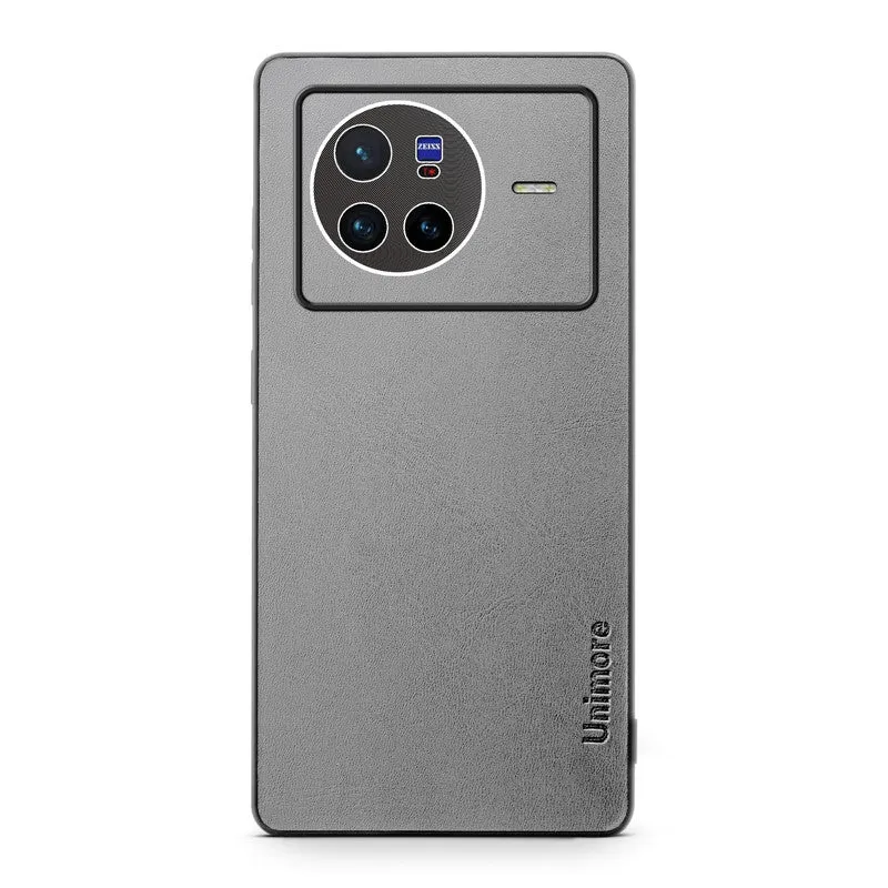 Unimore Leather Hard Case with Shiny Camera Protection For Vivo X80 5G
